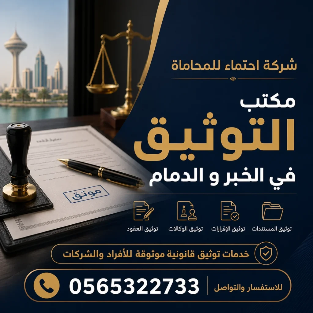 مكتب التوثيق في الخبر والدمام لتوثيق العقود والوكالات والمستندات القانونية من شركة احتماء للمحاماة